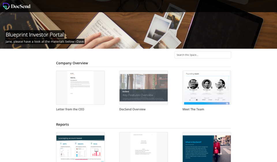 screenshot of Dropbox DocSend